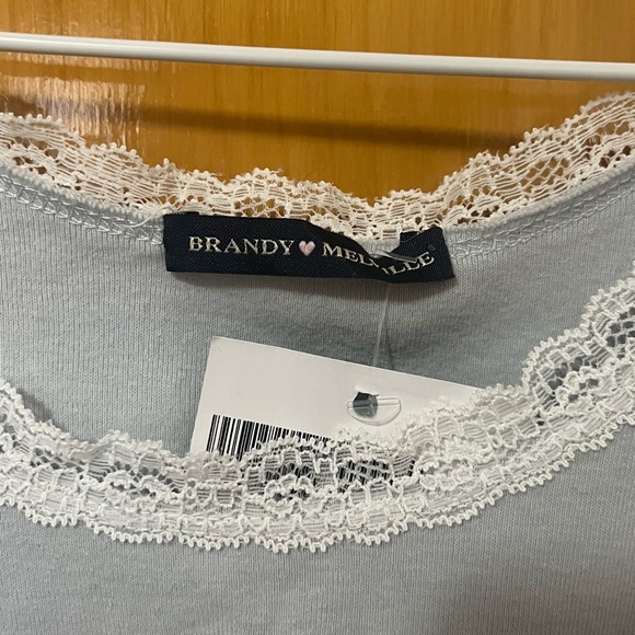 Brandy Melville Light Blue Lace Trim Japan Exclusive “Tokyo” Tank Top - Picture 5 of 5